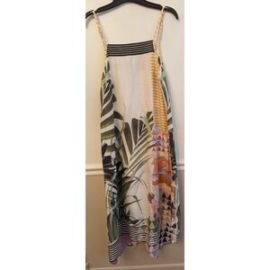 PrAna Womens Selene Tropical Maxi Dress Asymmetrical Hem Size Small Boho Beachy